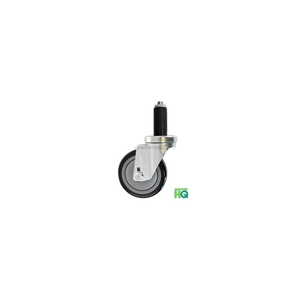 3"x1-1/4" Swivel Caster, Black Polyurethane on Polyolefin Wheel, 1